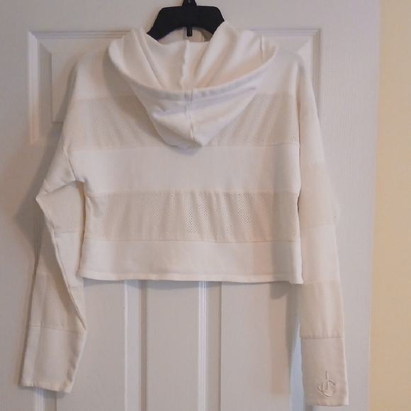 Juicy Couture Cream Cropped Hoodie Sweatshirt - Picture 3 of 7